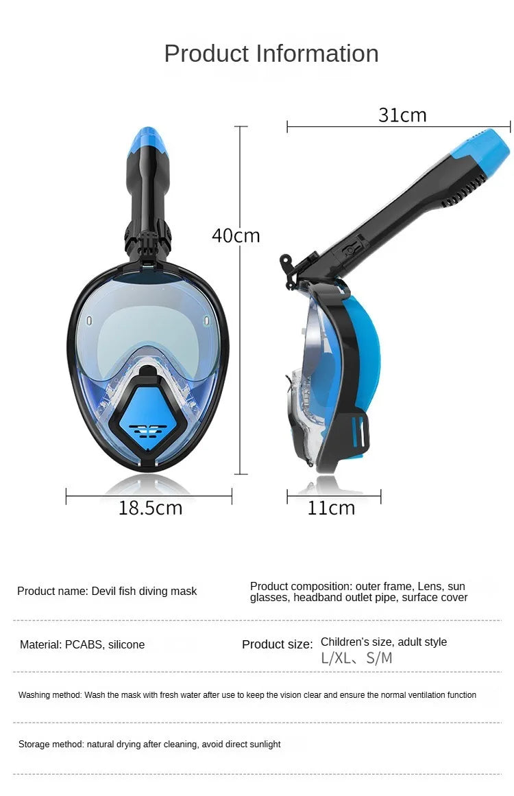 2025 New Professional Snorkeling Mask For Kids Adults High-definition Anti Fog Foldable Swimming Fully Dry Myopia Diving Goggles