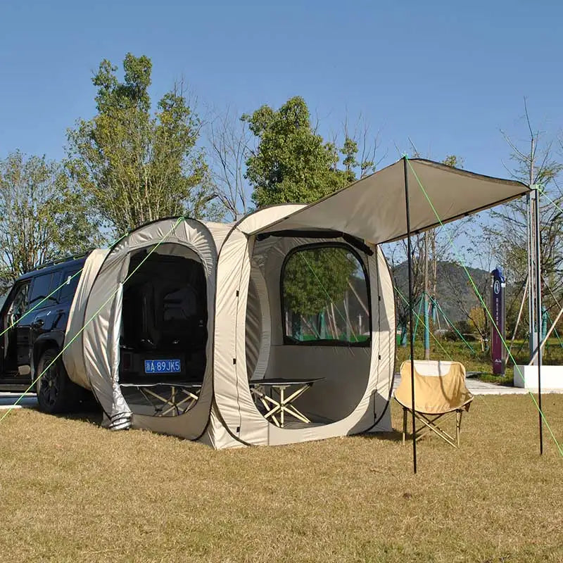 Pop-up SUV Camping Tent: 4 Person Instant Easy Setup Family Tent Connected to Vehicles to Achieve the Freedom of Heat&Cooling