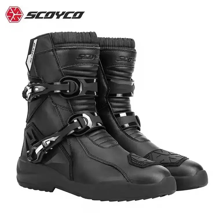 Scoyco Enduro Motorcycle Boots Waterproof Motorcyclist Botas Brown Leather Motocross Boots Off Road Racing Black For Men Knight