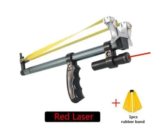 New Laser Aiming Slingshot Powerful Outdoor Hunting Competition Catapult  Use Flat Rubber Band Long Pole Telescopic Slingshot