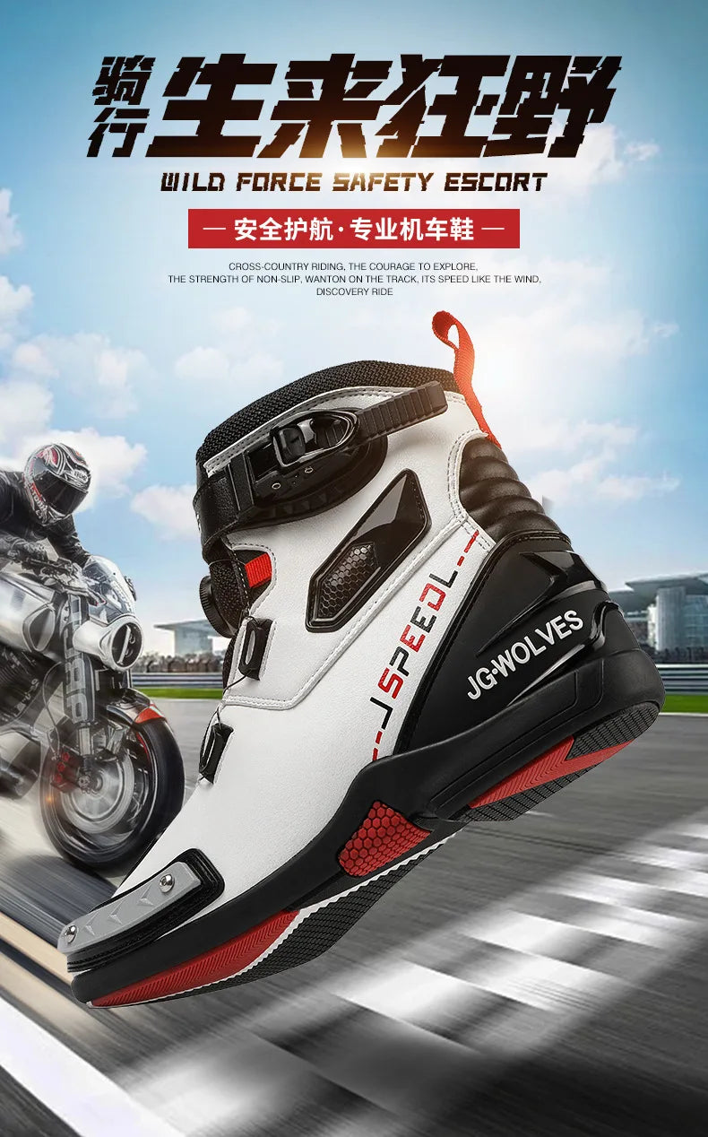 Motorcycle Boots Man Leather Motos Riders Protective Motocross Boots Waterproof Non-slip Motocross Mountain Racing Shoes