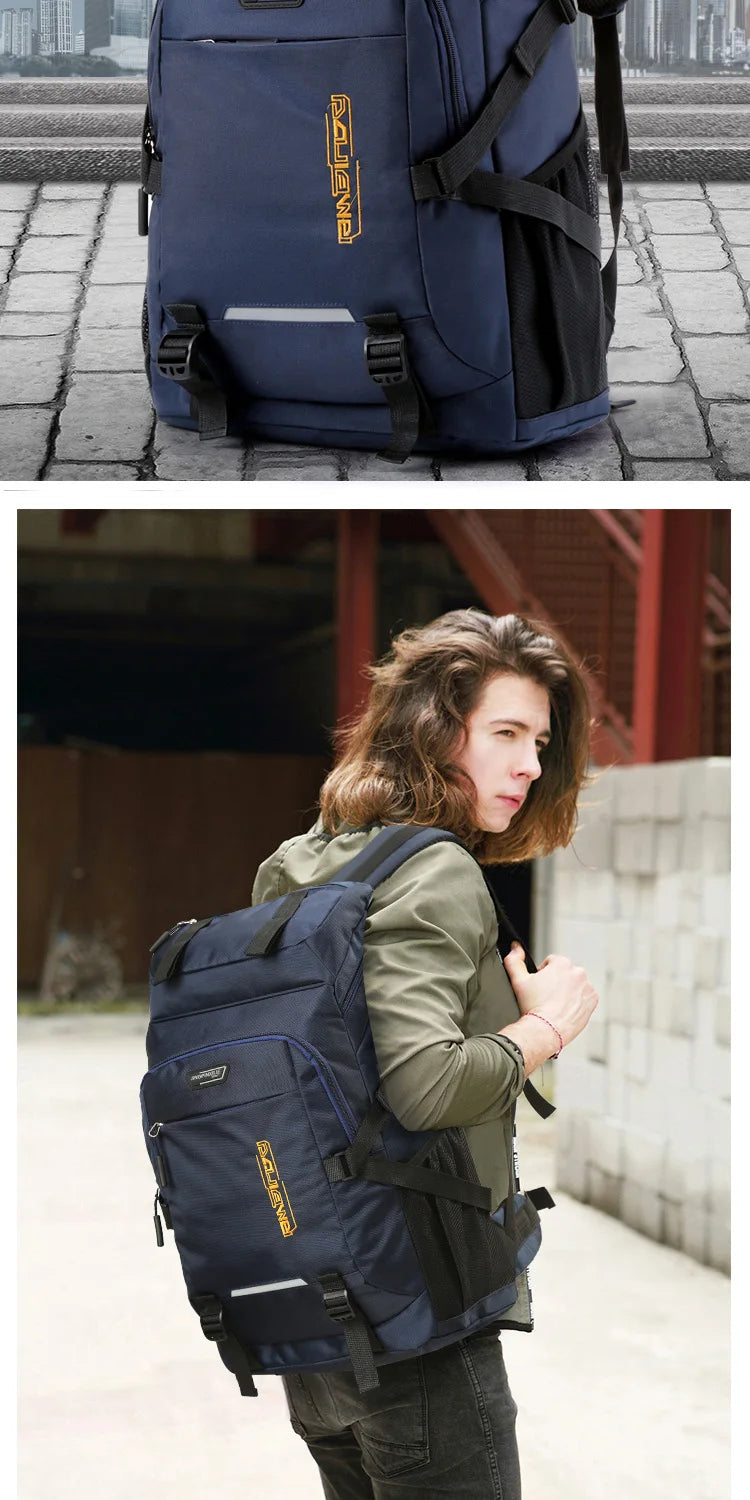 50L Waterproof Hiking Camping Travel Backpack Men Women Outdoor Large Capacity Mountain Climbing Bag Oxford Luggage Rucksack