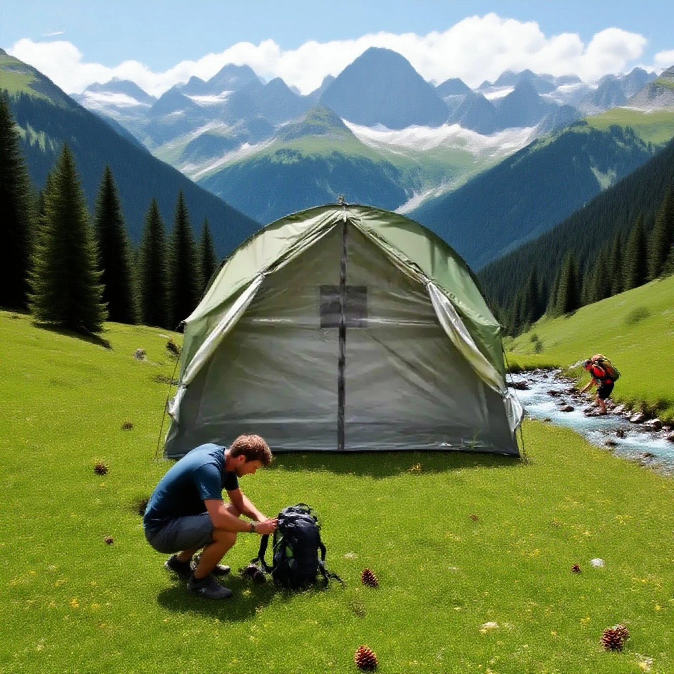 Breathable Mesh Tent for Backpacking - 1 Person All-Mesh Insect-Proof Camping Tent with Enhanced Airflow, Portable Sleep Shelter