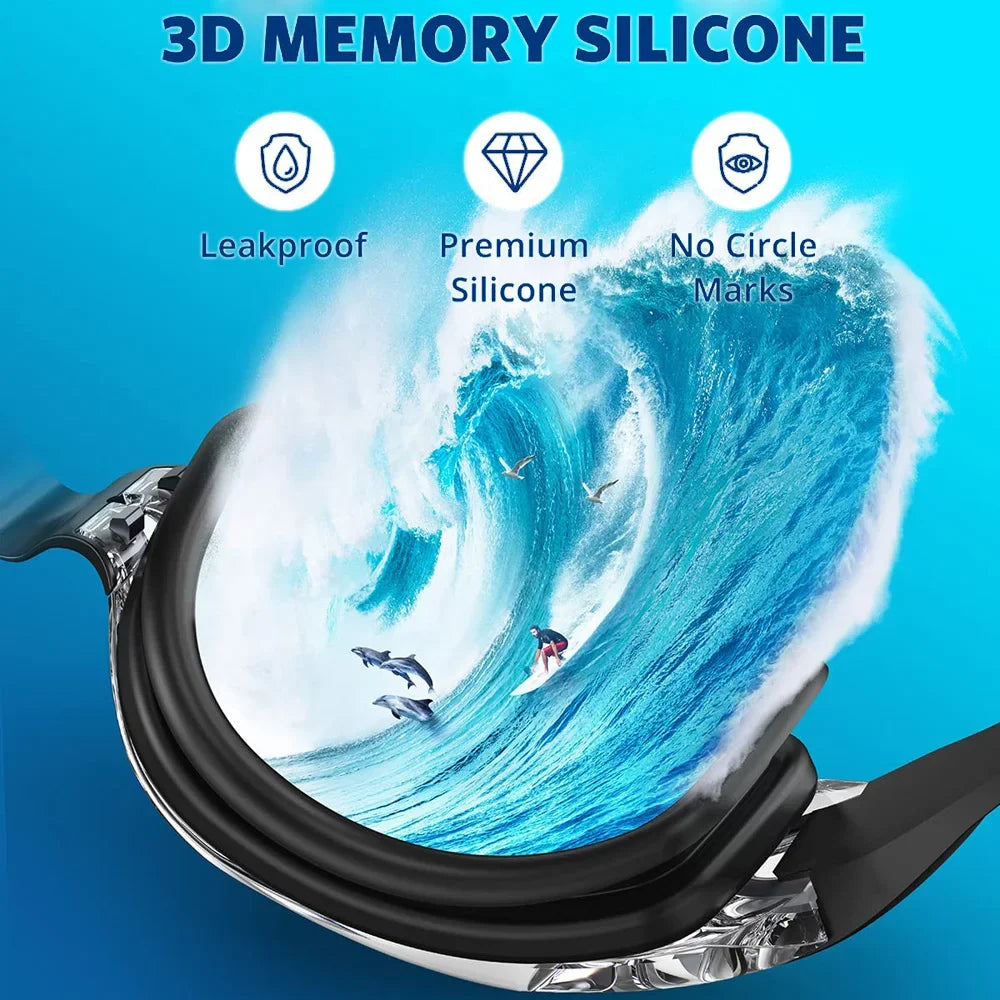 Professional Swimming Goggles Swim Glasses Anti-Fog Clear Vision Waterproof Quick Adjustable With earplug nose clip Eyewear