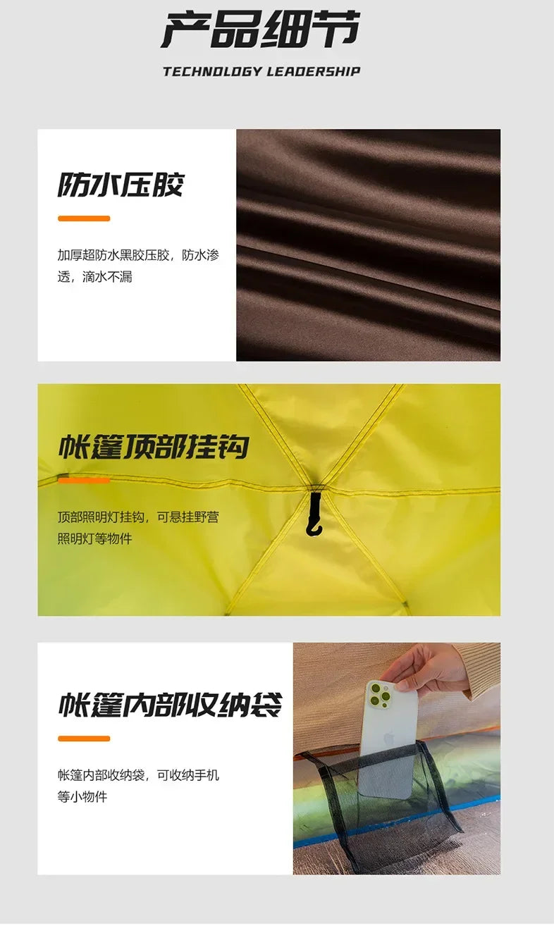 Fully Automatic Double Dec ker Hexagonal Tent for 3-4 People Camp ing Rain Proof Camping, Quick Opening Beach