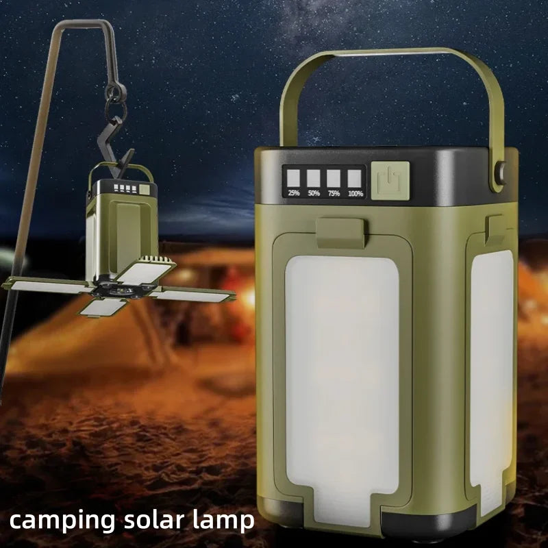 2000mAh Solar Camping Light Foldable Portable Tent Light with Intelligent Display Outdoor Hanging Light