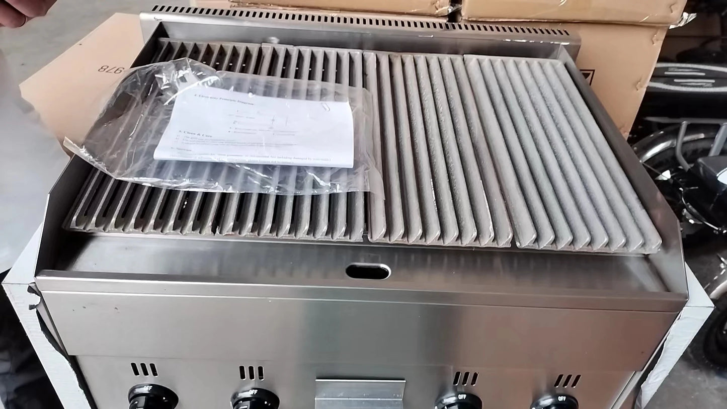 New Design Commercial Gas Lava Rock Charbroiler/gas Barbecue Grill With Lava Rock/gas Bbq With Lava Rock