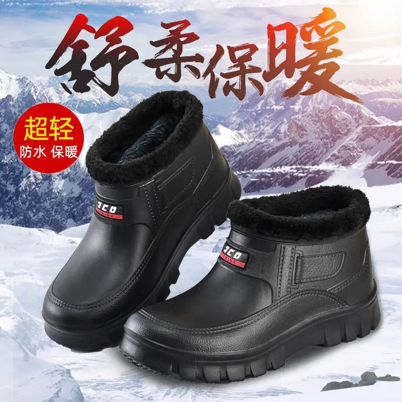 Winter Keep Warm Men Cotton Shoes Plush Plus Size Snow Snow Boots  Outdoor Motion Casual  Snow Boots Outdoor Car Washing Shoes