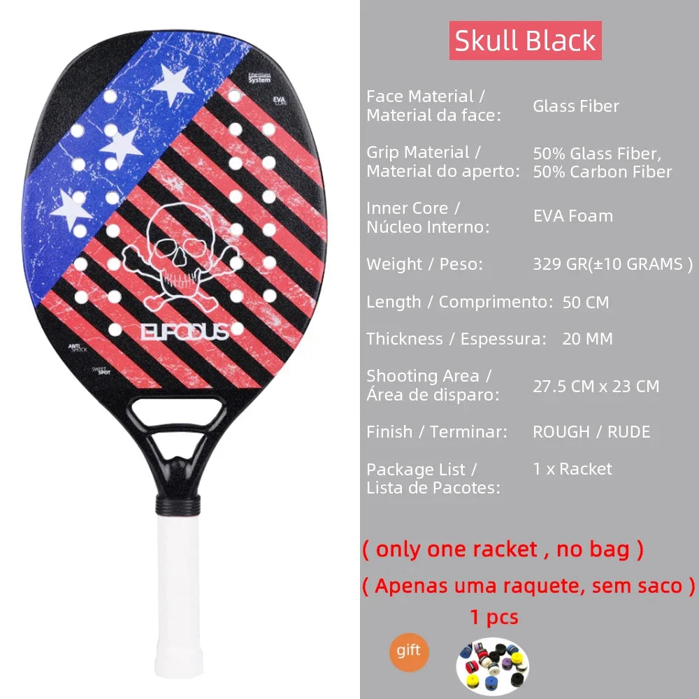 New 18K 12K 3K Full Carbon and Glass Fiber Beach Tennis Racket Matte Face Tennis Racquet