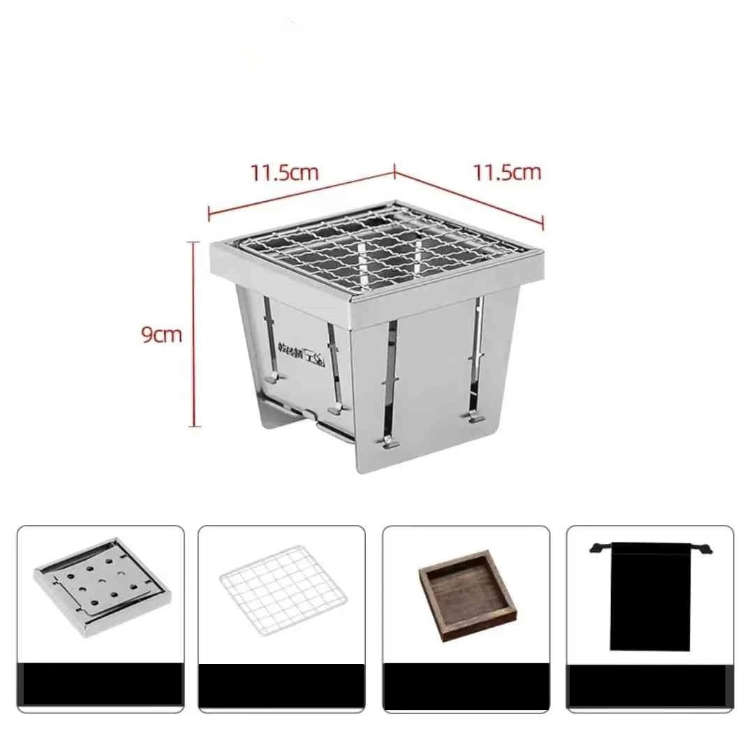 Mini Barbecue Grill Around The Stove Make Tea Outdoor Portable Folding BBQ Grill Stove Stainless Steel Furnace