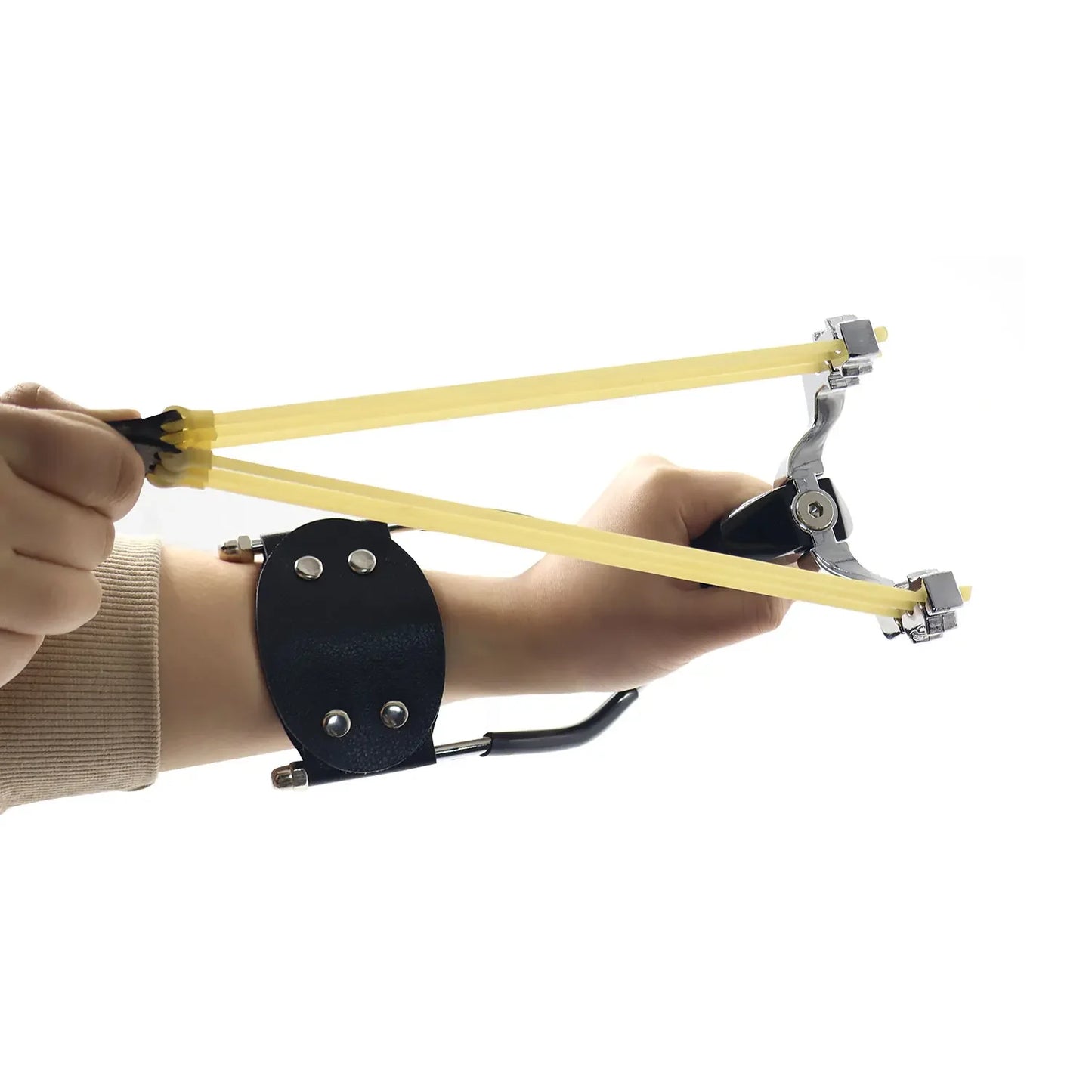 Professional Colored Metal Foldable Wrist Support Sling Handheld Hunting Shooting Sling High-power Slingshot Catapult Package