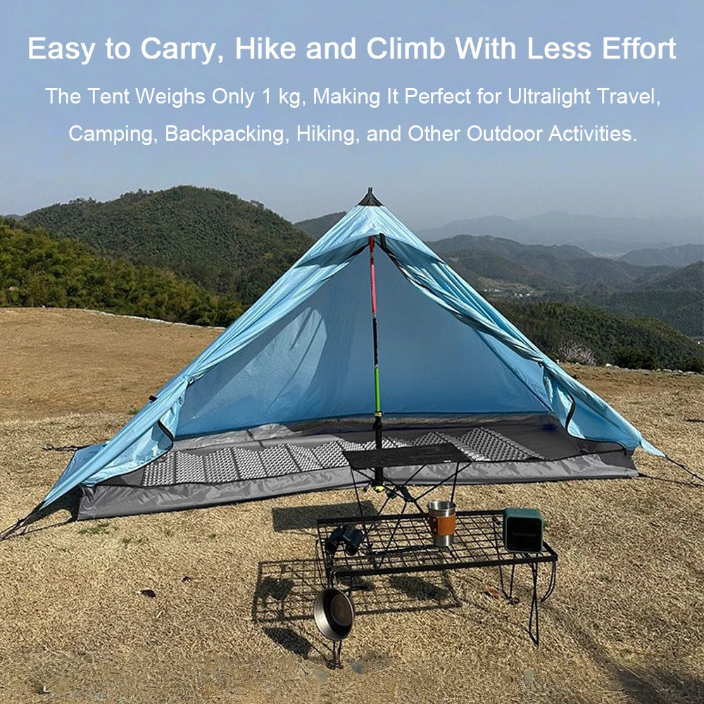 EMER 2 Person 1 Person Outdoor Ultralight Camping Tent 4 Season Professional 20D Silnylon Rodless Tent Hiking Portable Tent