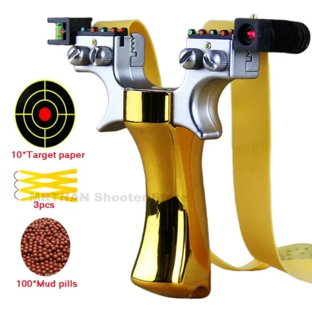 Powerful Laser Slingsshot Upgrade Outdoor Shooting Catapult Double Screw Quick Pressure Rubber Band Hunting Slingshot