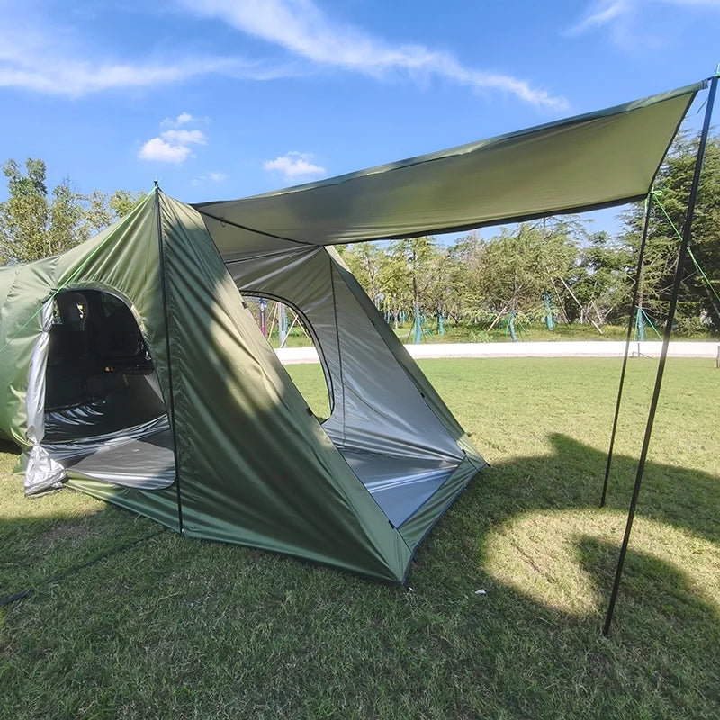 SUV Car Tent with Big Awning, Rear Tent, Camping, Multi-Use Tarp, Roomy Family Camping Tent with Floor, Car Side Tent