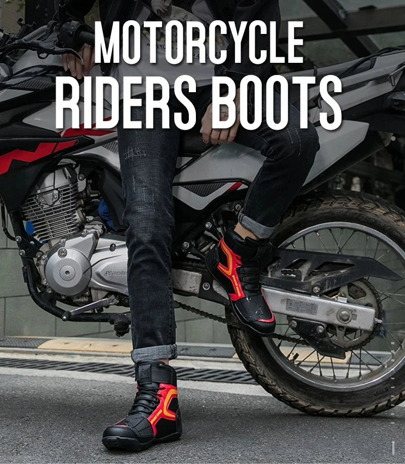Men Motorcycle Boots Breathable Anti-fall Riders Motorbike Shoes TPU Protection Anti Slip Men's Motocross Bike Riding Boot