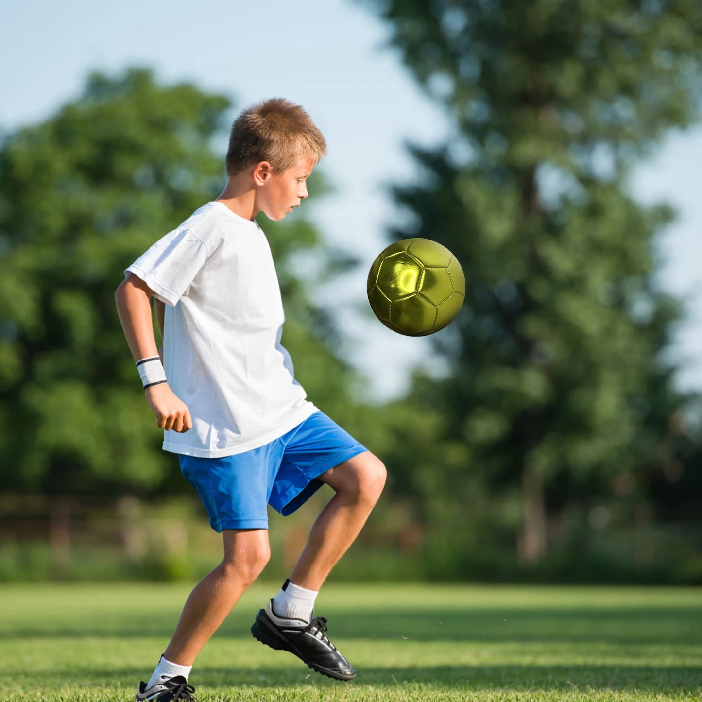 Golden silver Football Soccer Balls Official Size 5 PVC Football Team Training Footy Ball Outdoor Match Game Football Training