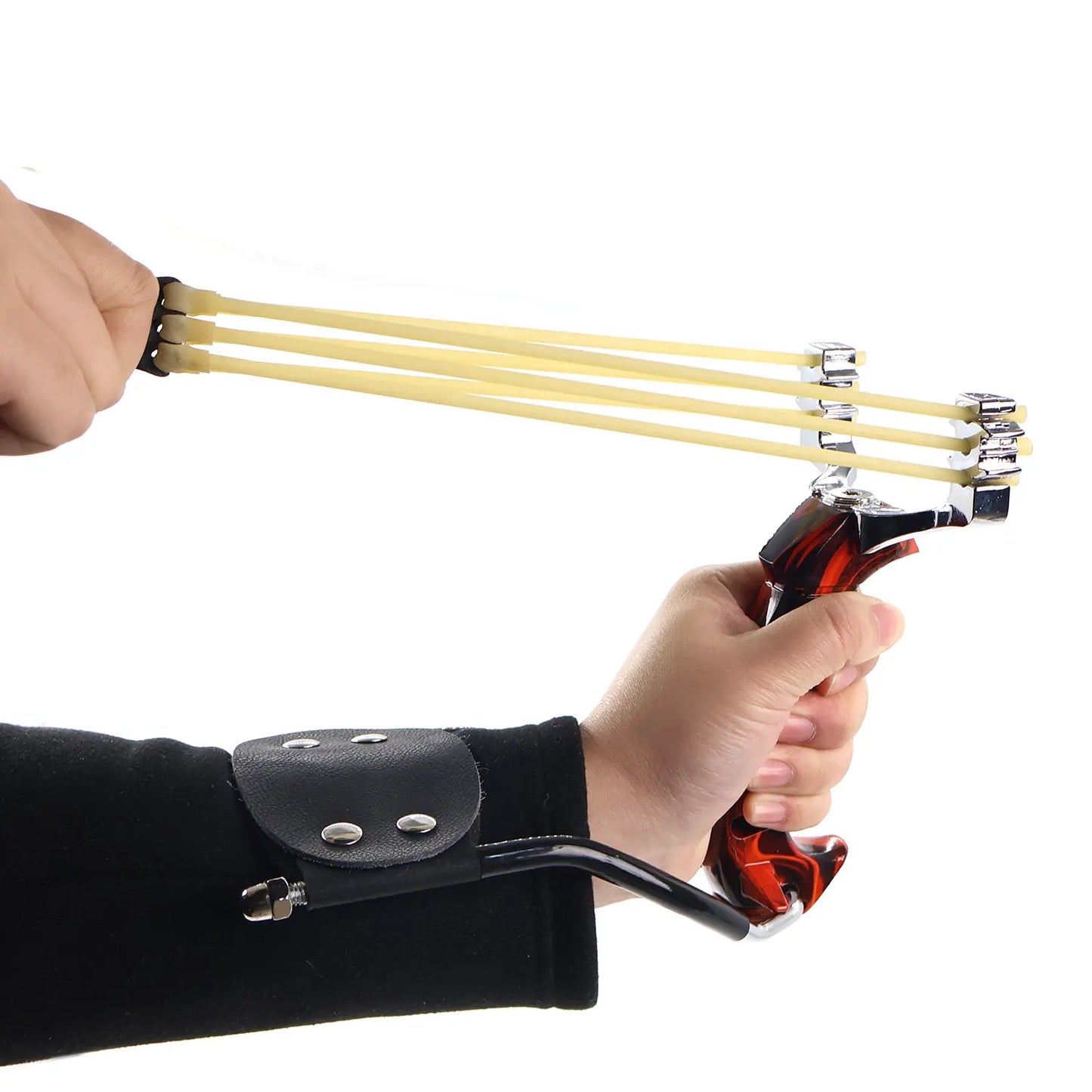 Professional Colored Metal Foldable Wrist Support Sling Handheld Hunting Shooting Sling High-power Slingshot Catapult Package