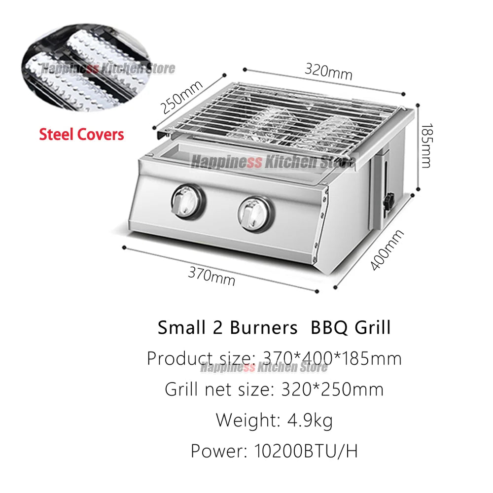 2/3/4 Burners BBQ Grill LPG Gas Grill Gas Stoves Stainless Steel Burners With Glass Covers Outdoors Camping Barbecue