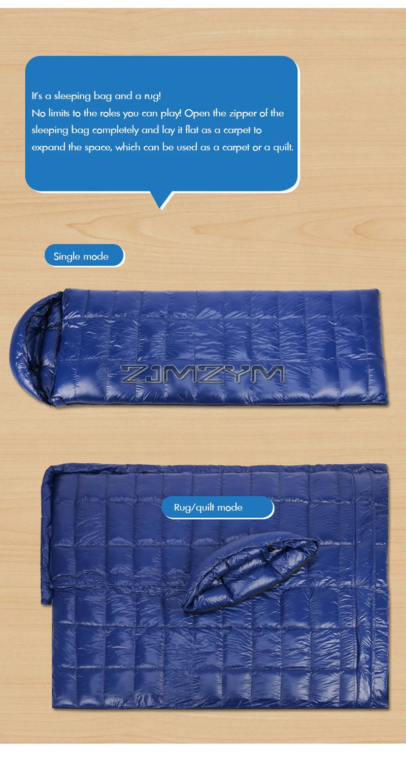 Down Mummy Sleeping Bag for Backpacking, Camping, Waterproof Portable Sleeping Bag, Zip Together for 2 Person Sleeping Bag