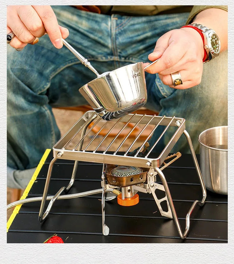 Outdoor Portable BBQ Grill Mini Pocket Stovetop Folding Campfire Bracket Grill Stainless Steel Camping Gas Stove BBQ Stand Pot