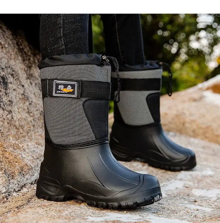 Work Boots for Men Waterproof 2024 Spring New Non-slip Fishing Boots Comfortable Farm Men Boots Winter Plus Cotton Rain Shoes