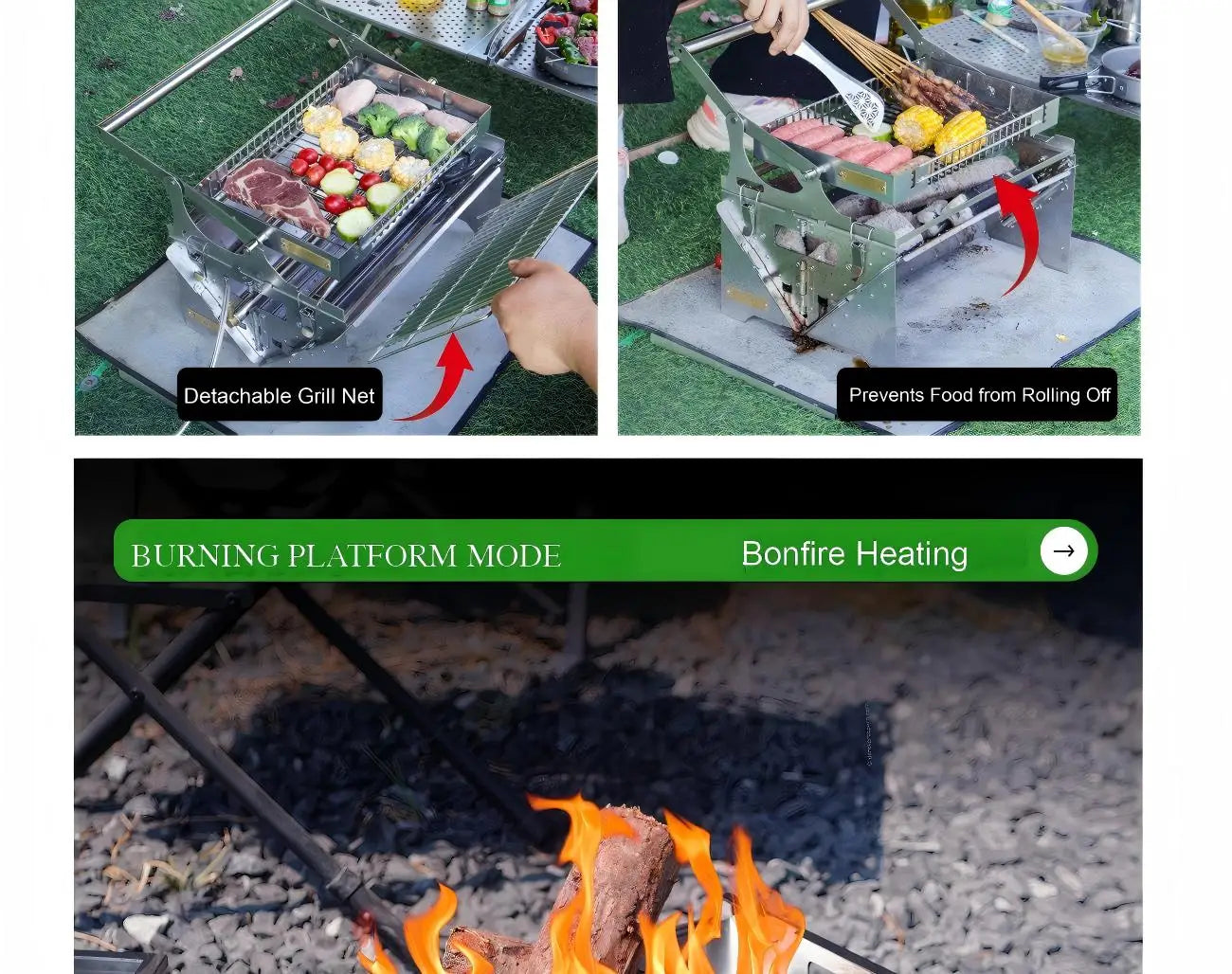 360° Rotating BBQ Grill – Stainless Steel, 5.7kg Lightweight for Camping & Parties – Feeds 1-6, Hands-Free Grilling for Family &