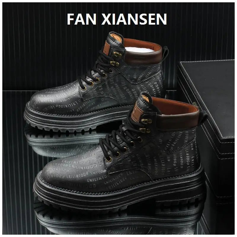 Motorcycle cycling shoes Ankle Boots Casual Sneaker Leather Shoes Loafers  Boots for Men Sports and Wear Round Toe Army Boots