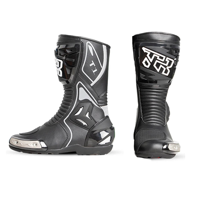 Motorcycle Road Racing Boots Professional Biker Shoes Motorbike Long Riding Protective Gear Shift Microfibe Leather boot