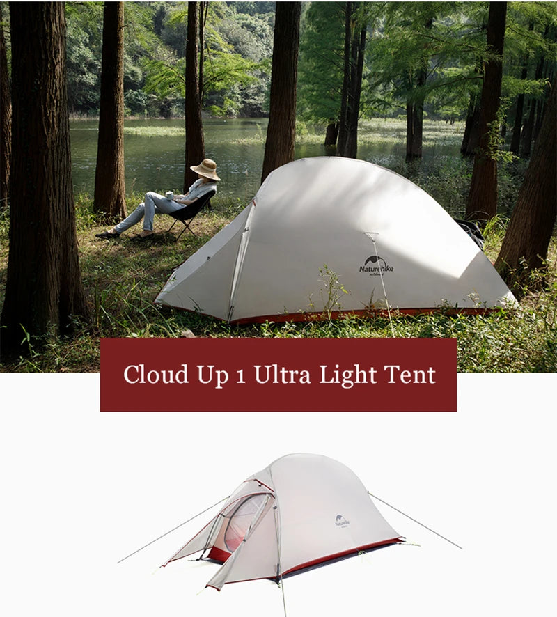 Naturehike Outdoor Upgrade Cloud Up 2 3 Person Tent 20D Nylon Silicone Double Layer Aluminum Pole Ultralight Camping Hiking Tent