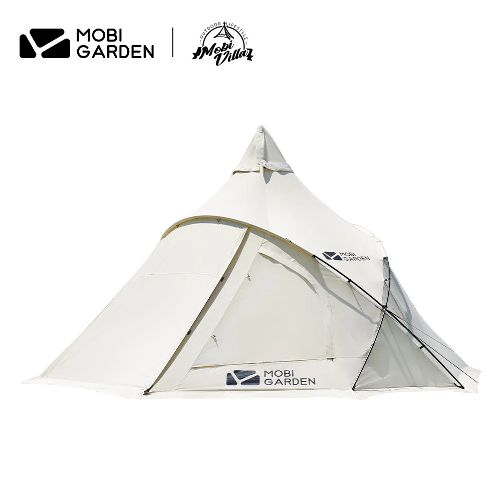 MOBI GARDEN Era290 Outdoor Family Pyramid Camping Tent 5-8 Person Large Space Lobby Sun Shelter Thickened Cotton Portable Tent