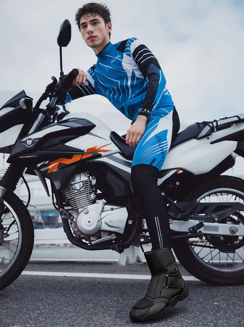 New Motorcycle Boots Men Waterproof Motocross Riding Boot Men's Motorbike Shoes Breathable Anti-slip Motos Protective Boots