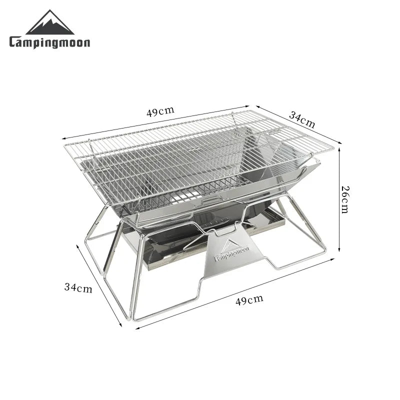 Portable Charcoal BBQ Grill Family Barbecue Roast Stove 2-4 Person Campingmoon MT-3