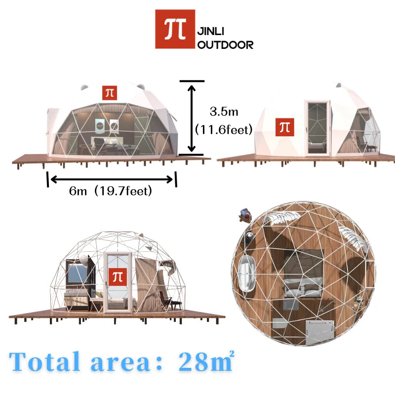 【Global Shipping】 Geodesic Dome Tent Spherical Tent Hotel Resort Outdoor Luxury Glamping Dome Transparent Starry Sky Tent