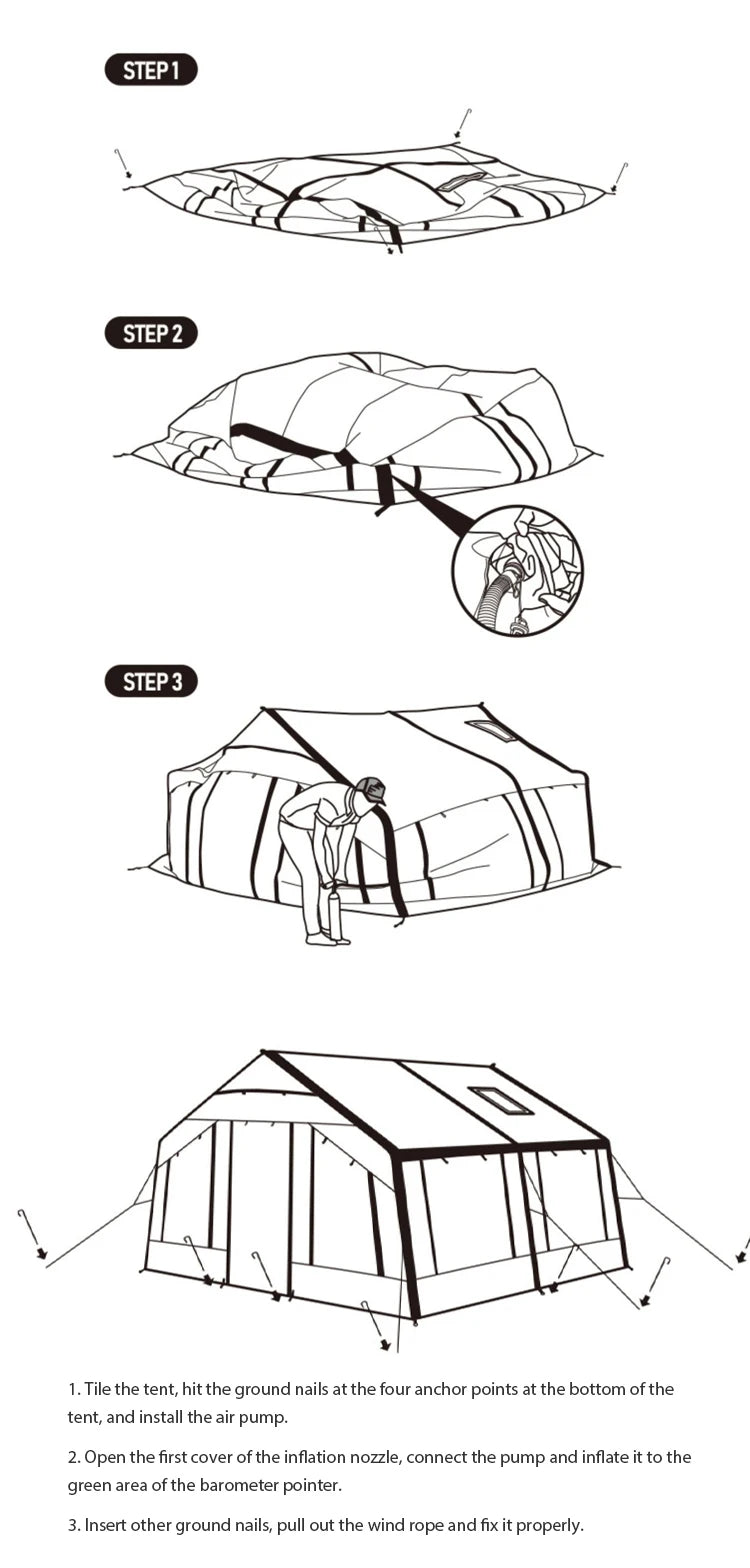 Large Inflatable Air Tourist Tent, Large Canvas Tents, Factory Glamping Cabin, Camping, Outdoor, Waterproof, 4 or 6 People