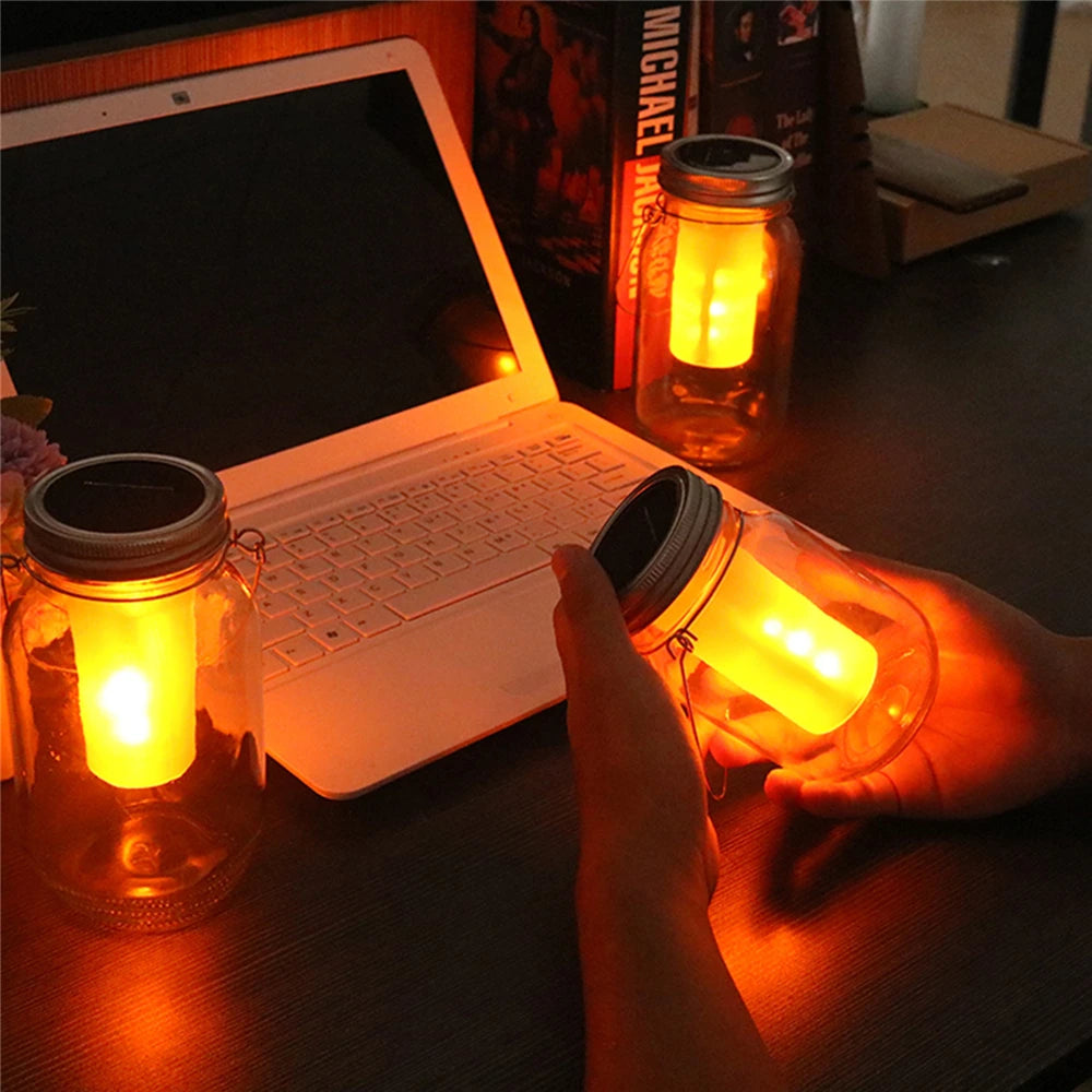 LED Solar Mason Jar Lights 2/4/8/12PCS Bottle Cap Flame Lamp Waterproof Fairy Light for Garden, Patio, Outdoor, Yard, Lawn Decor