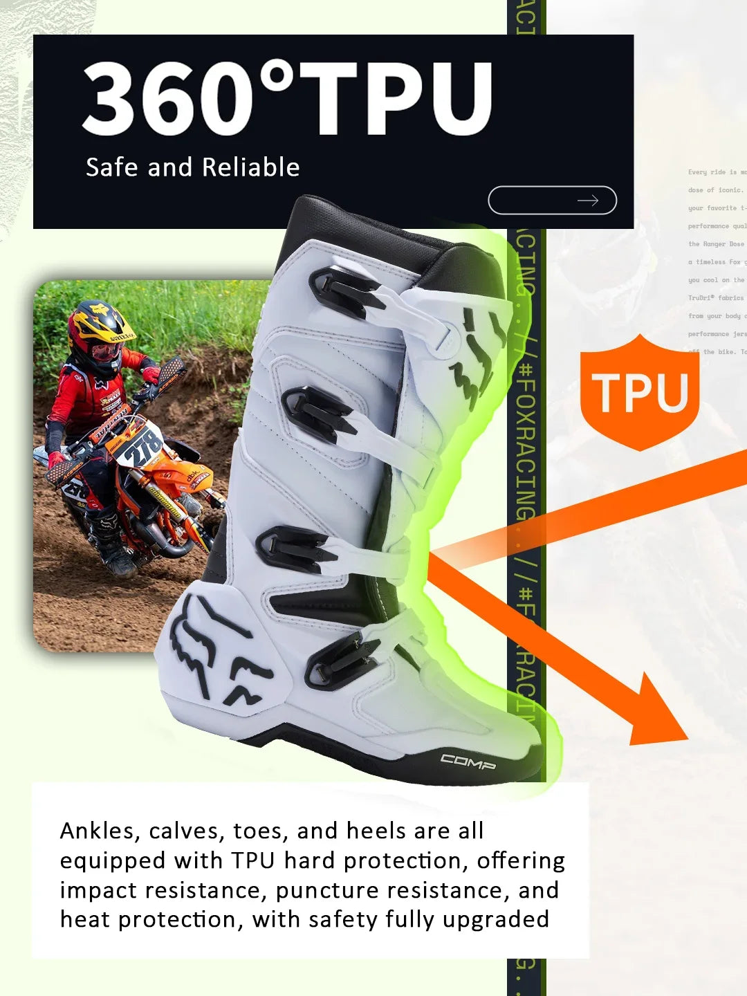 FOX Off-Road Boots Entry Level Comp Youth Motorcycle Boots for ATV/UTV Trail and MX Track Use ravel Shoes Botas Moto for kids