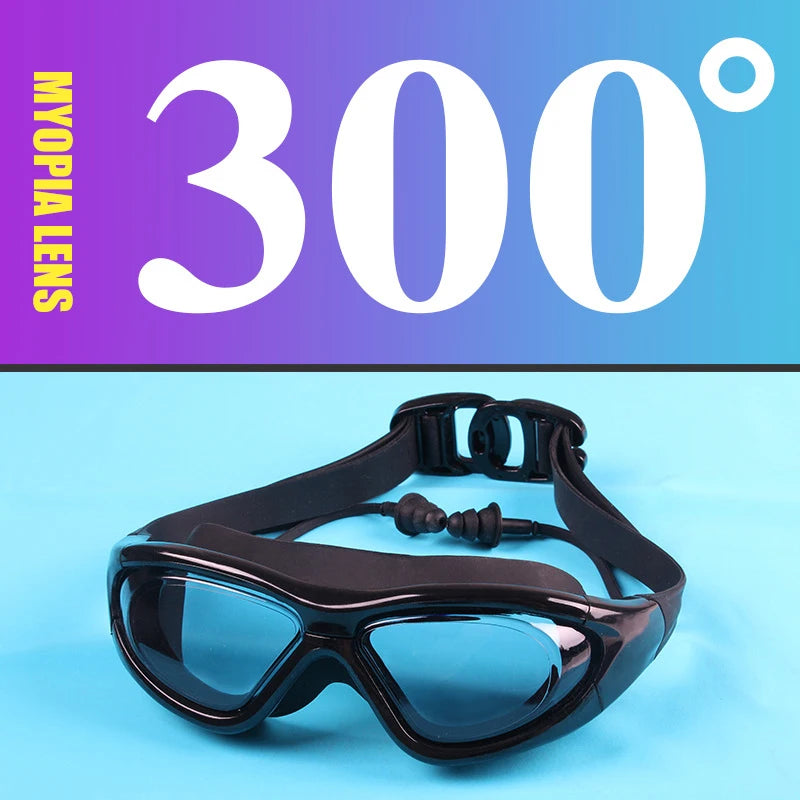Adult Optical HD Swimming Goggles Anti-fog UV Protection Waterproof Silicone -2 To -9 Myopia Swim Eyewear Glasses with Earplug