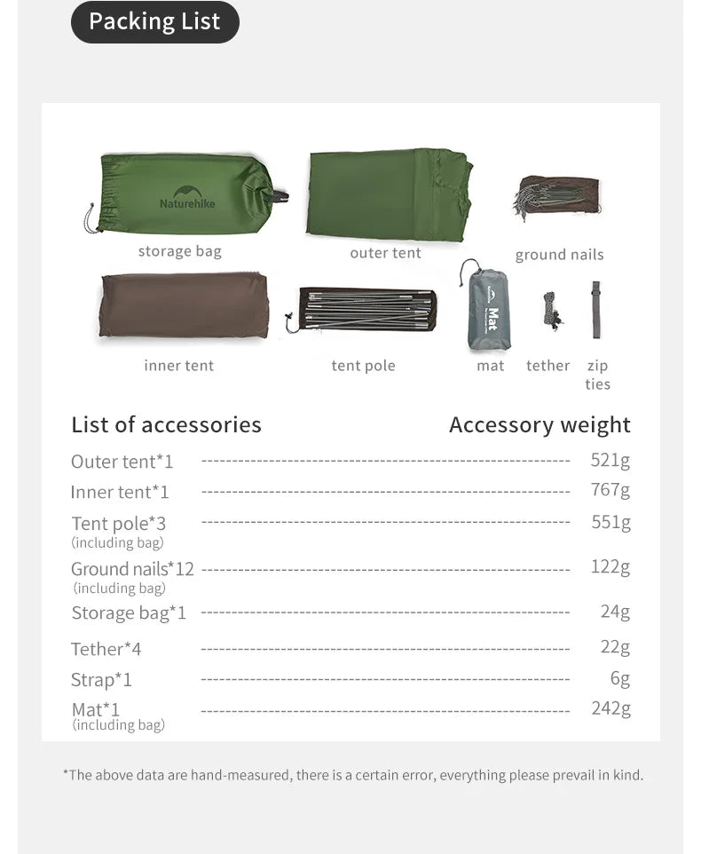 Naturehike Cloud River Pro Outdoor Camping Tent Ultralight 2 Person 20D Silicone Fabric Double-layer Waterproof Hiking Tents