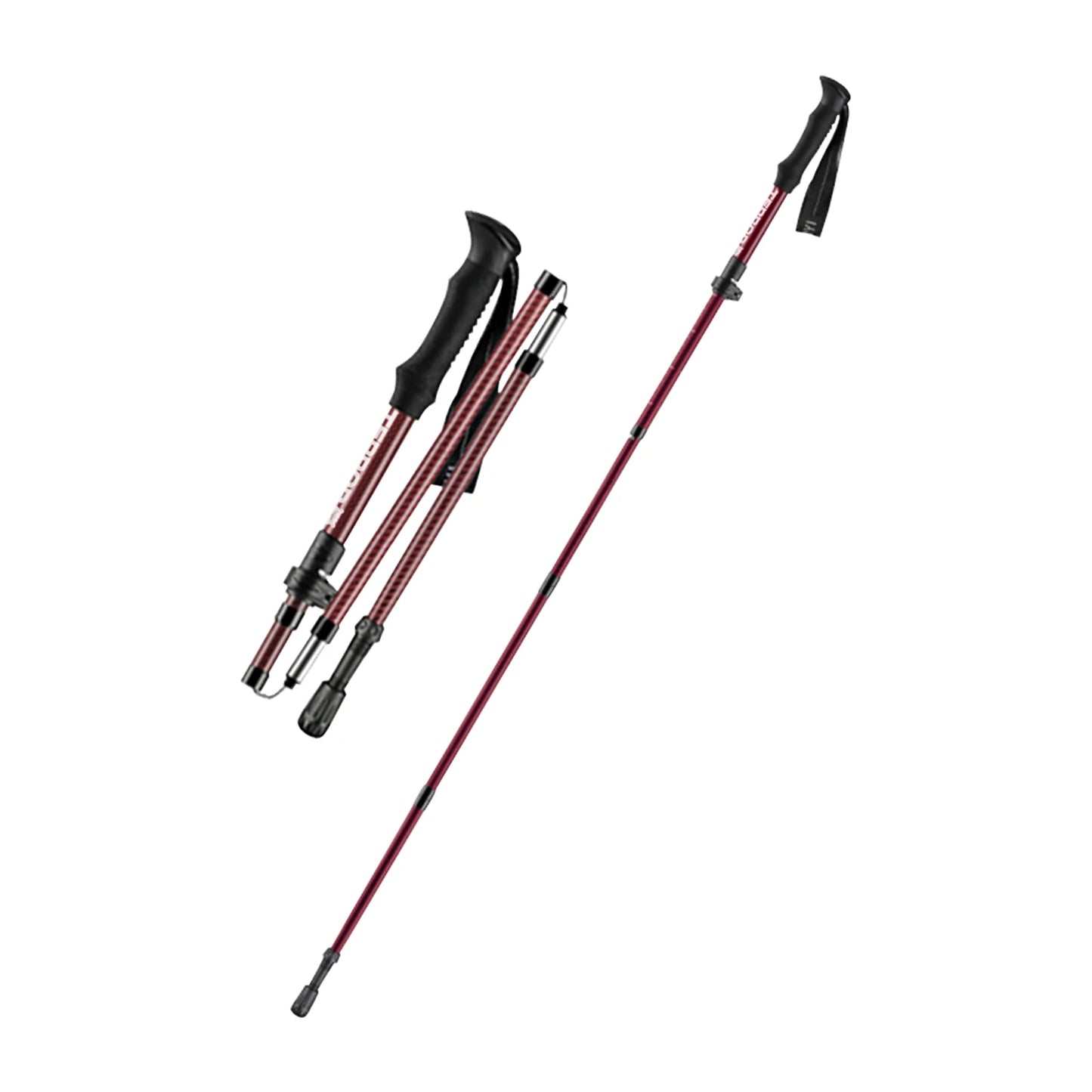 TERROR trekking pole carbon fiber folding ultra-light professional outdoor climbing single telescopic range (112-130CM)