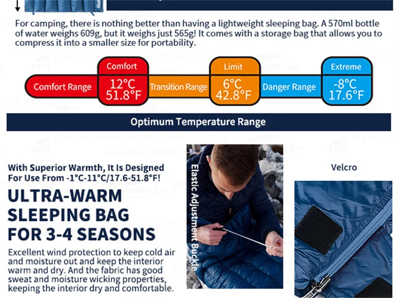 Naturehike Camping Duck Down Sleeping Bag CW295 Spring Warm Waterproof Splicable Double Quilt Ultralight Envelope Sleeping Bag