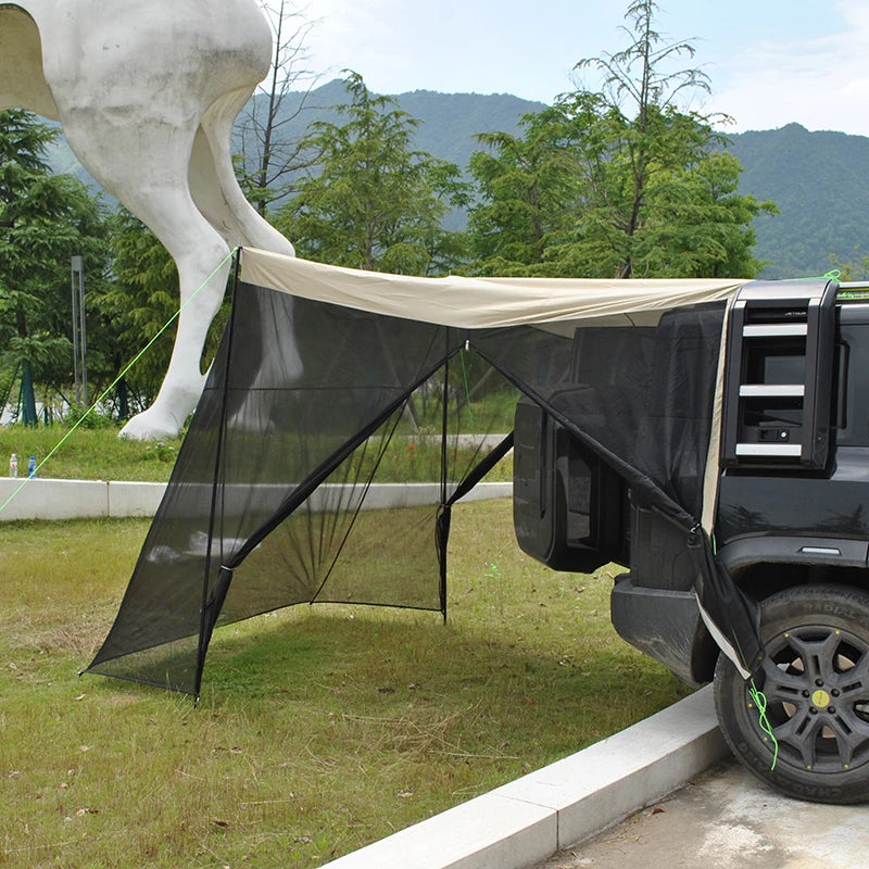 SUV Rear Tent with Mosquito Net – 4-Person Sun Shelter & Quick-Setup Car Canopy for Family Camping, Outdoor Adventures