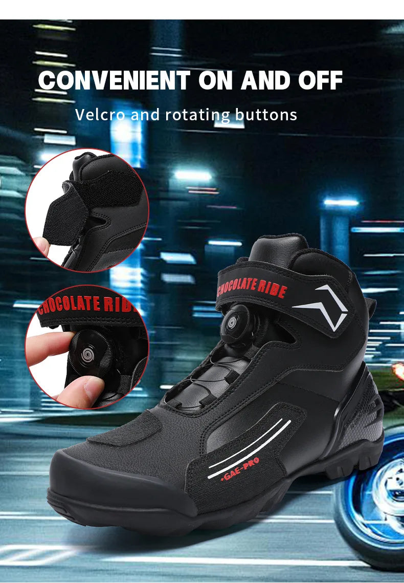 Riding Boots for Men Motorcycle New Leather Collision Avoidance Motos Shoes Anti Slip Wear-Resistant Motocross Protective Shoes