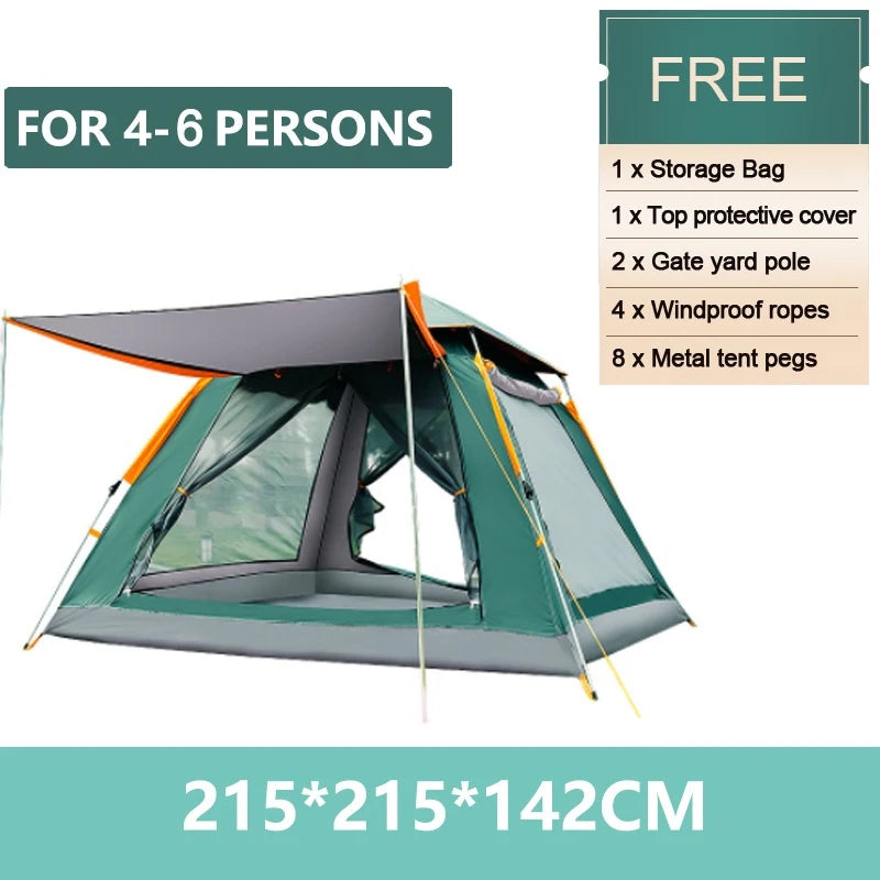 Goture 6-7Person Waterproof Automatic Tent 240*240*150cm Double Layer Camping Tent Outdoor Dome Camping Family Tent Couple Tents