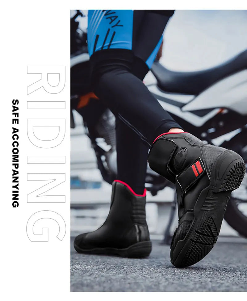 New Motorcycle Boots Men Waterproof Motocross Riding Boot Men's Motorbike Shoes Breathable Anti-slip Motos Protective Boots