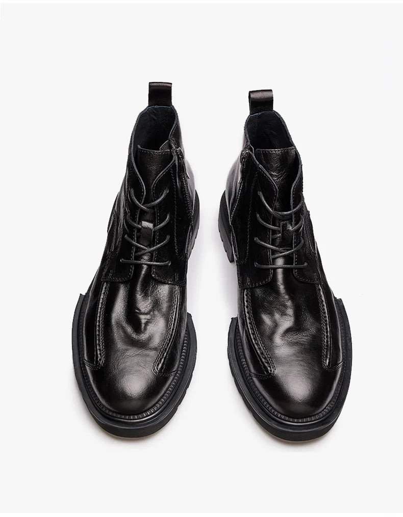 Men Shoes Leather Retro Men Boots Leather Ankle Boots Motorcycle Boots Cowboy Boots Show Bar Fashion Combat Boots