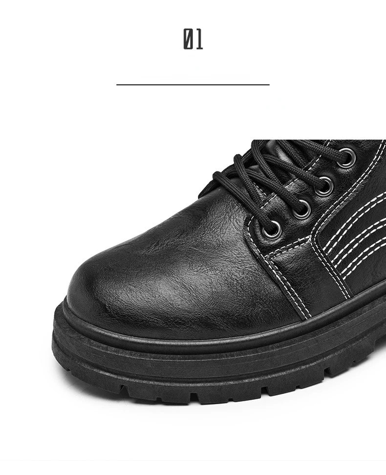 Luxury Men Boots Fashion Designer Motorcycle Boots for Men High Top Leather Casual Shoes Retro British Style Men Ankle Boots New