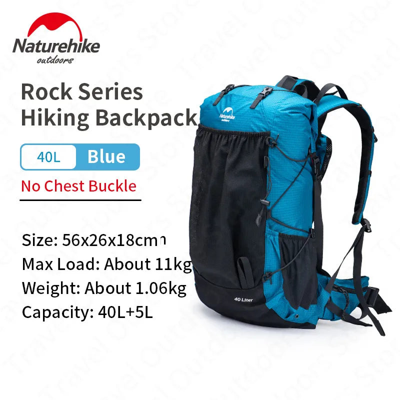Naturehike Camping Backpack 40/60L + 5L Ultralight Hiking Outdoor Mountaineering Waterproof Travel Climbing Bag With Rain Cover