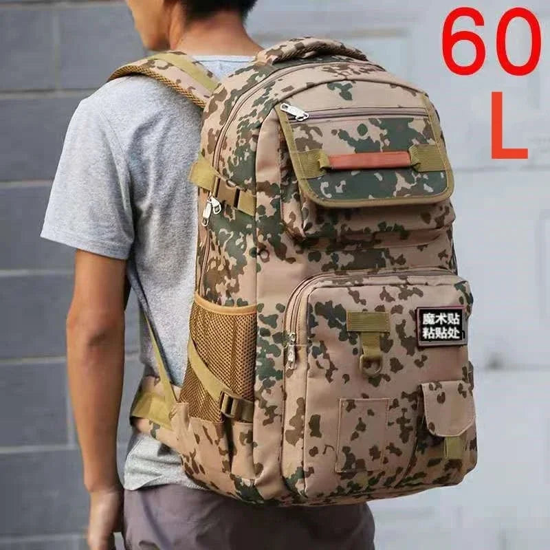 60L Outdoor Hiking Sports Backpack Large Capacity Camping Travel Climbing Bag Camo Military Tactical Rucksack Student Work Pack