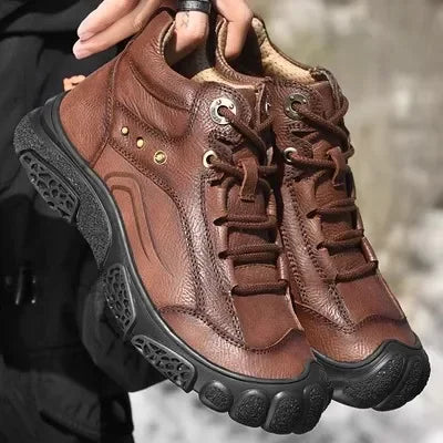 Motorcycle Riding Boots with Winter Velvet Style Warm Waterproof and Non Slip Outdoor Leisure Hiking Shoes Motorcycle Boots