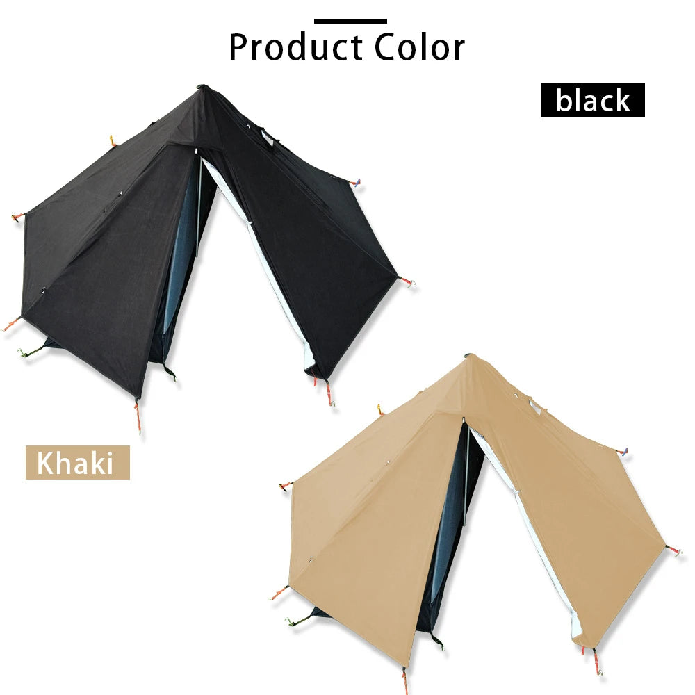 Camping Teepee Tent with Chimney Window Outdoor Ultralight Tipi Pyramid Tent Double Layer Bushcraft 1 Person Tents Hot Tent